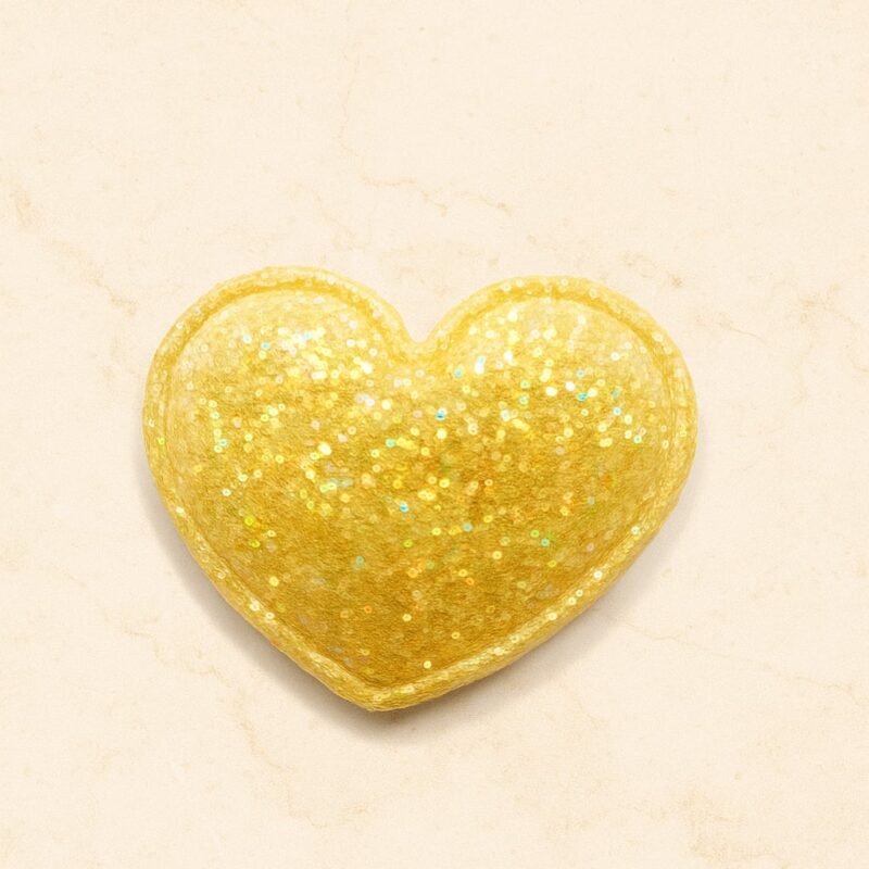 hart geel met glitter