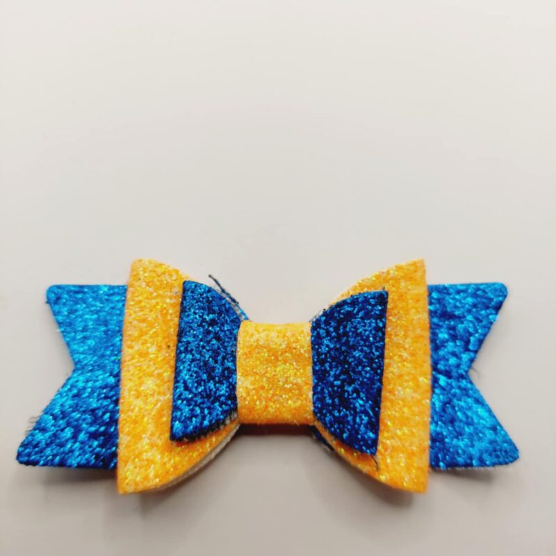 Strik blauw en oranje glitter