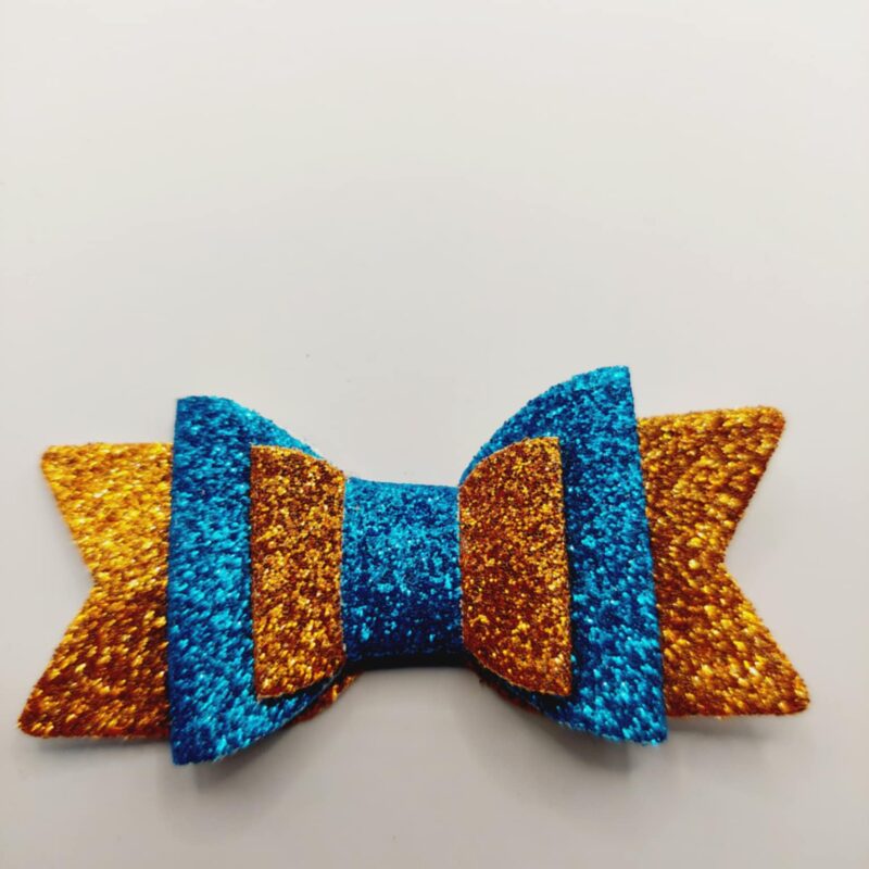 Strik brons en blauw glitter