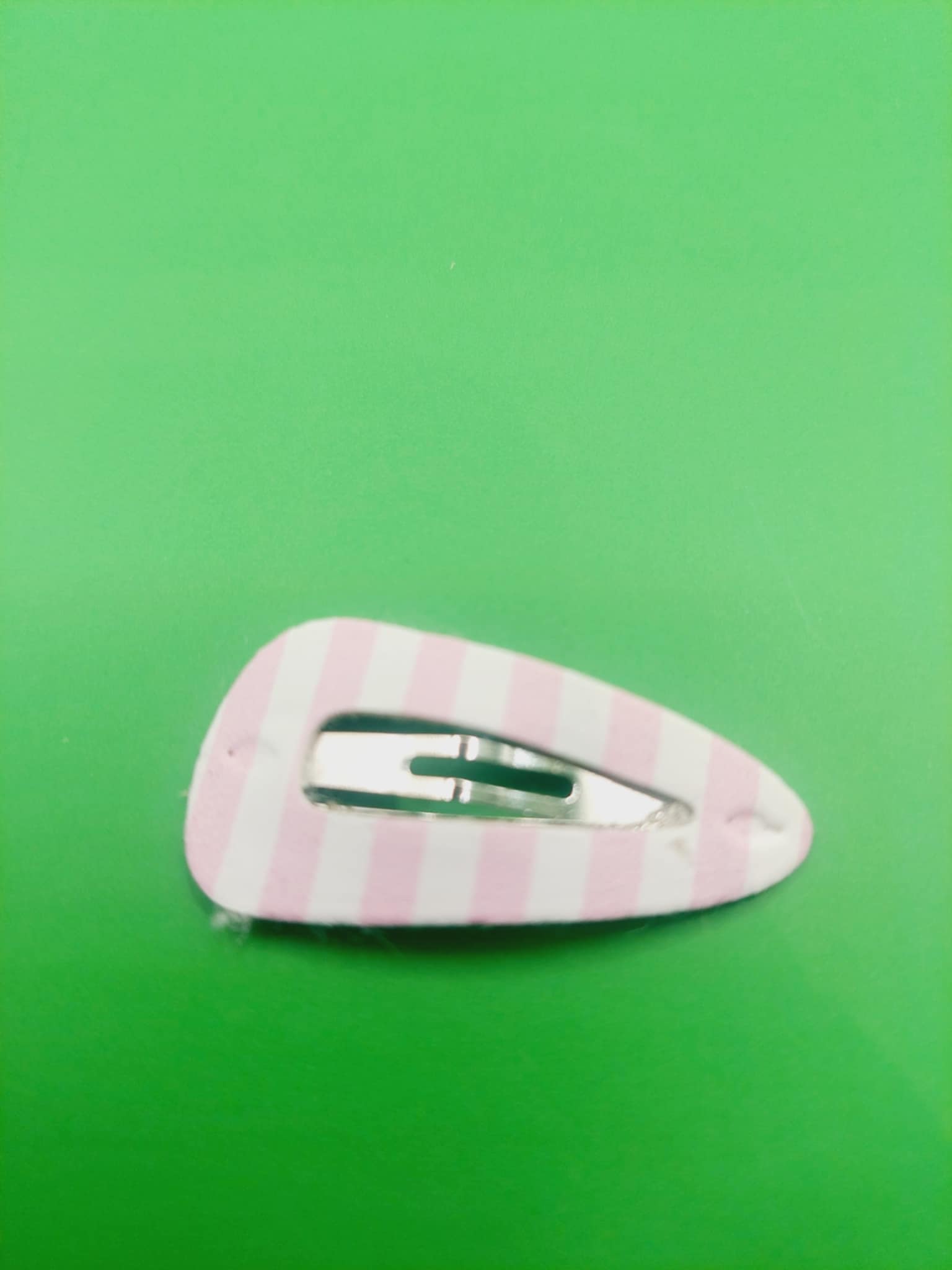 Haarspeld basic 3 cm clip wit roze gestreept