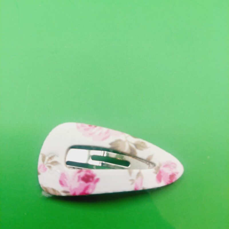 Haarspeld basic 3 cm clip wit met roze bloemen