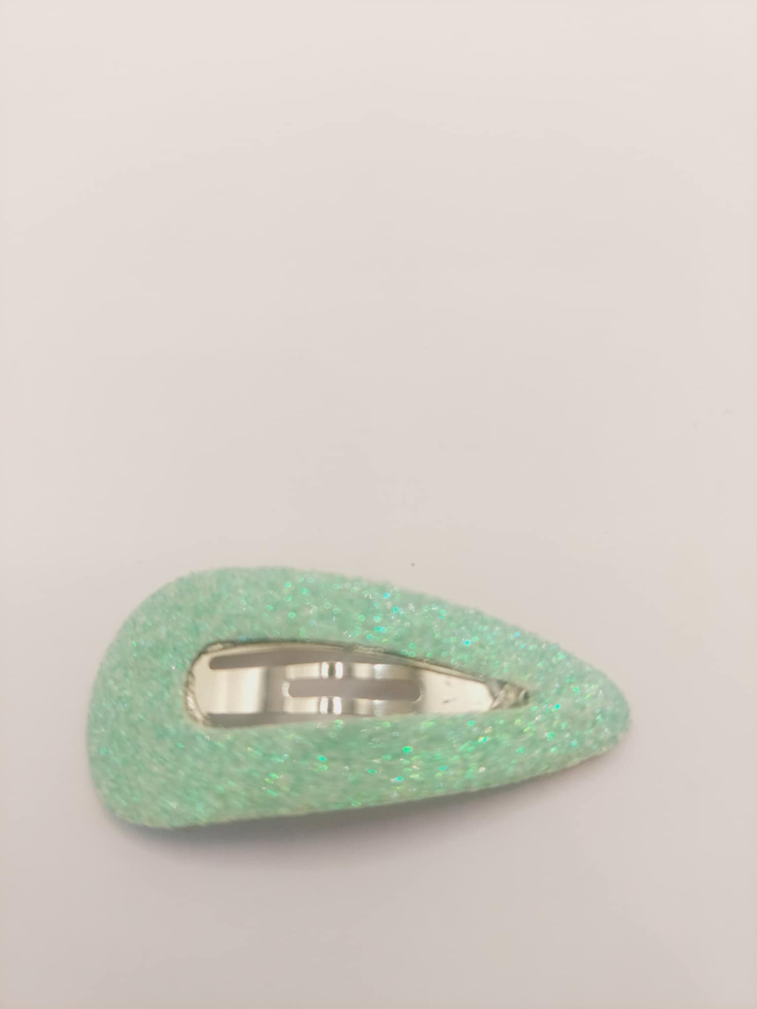 Haarspeld basic 3 cm clip licht groen met glitter