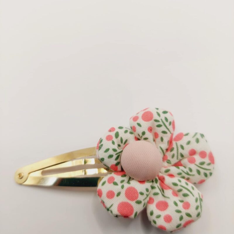 Haarclip met een rubber coating met een roze bloem