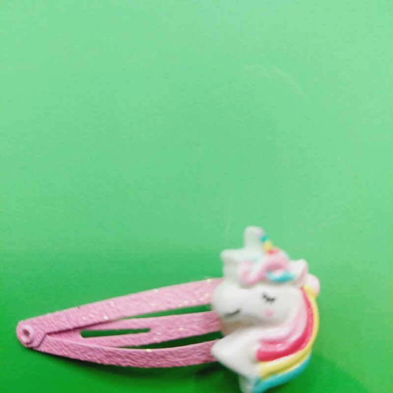 Haarclip 4 cm met roze unicorn