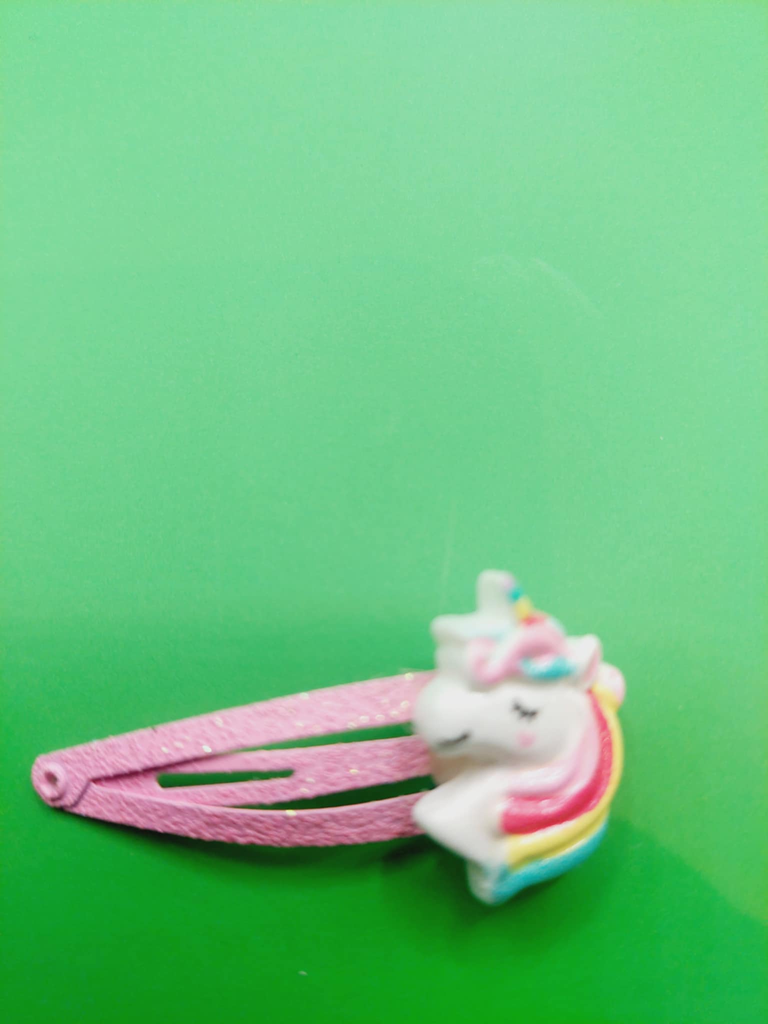 Haarclip 4 cm met roze unicorn