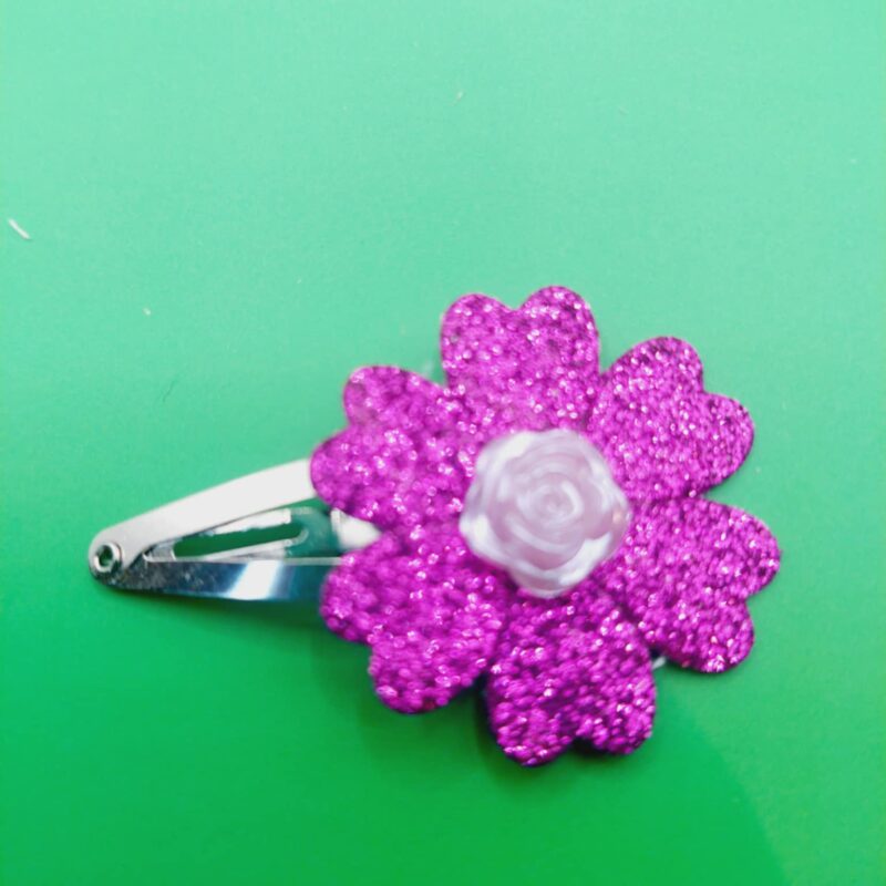Haarspeld 4 cm licht roze glitter bloem