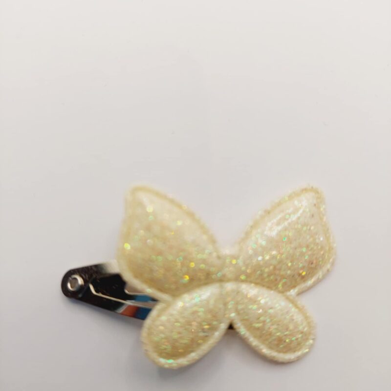 Haarclip van 3 cm met een gele vlinder met gliiter