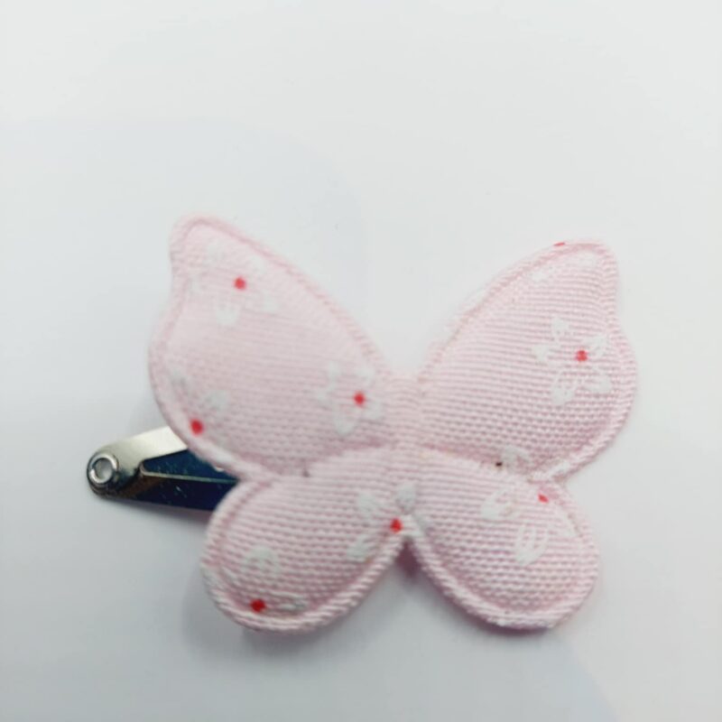 Haarclip van 4 cm met een roze vlinder met bloemmetjes opdruk