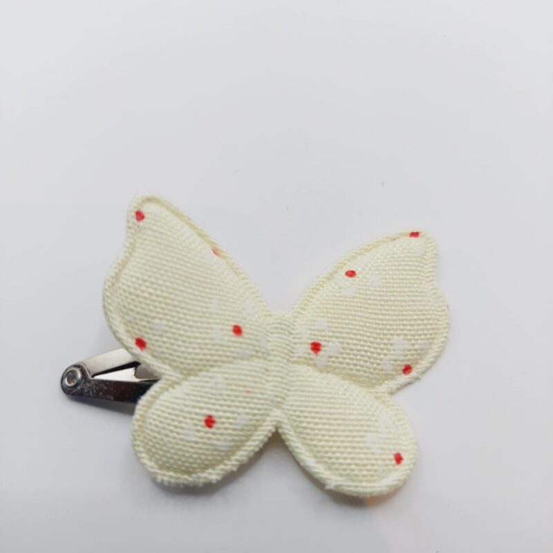 Haarclip van 4 cm met een gele vlinder met bloemmetjes opdruk