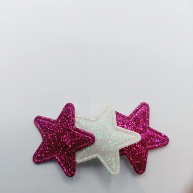 Haarclip 4 cm paars en wit ster van stof