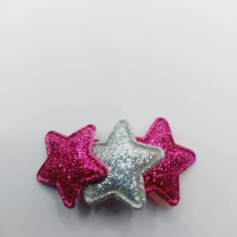 Haarclip 4 cm paars en zilver ster van stof