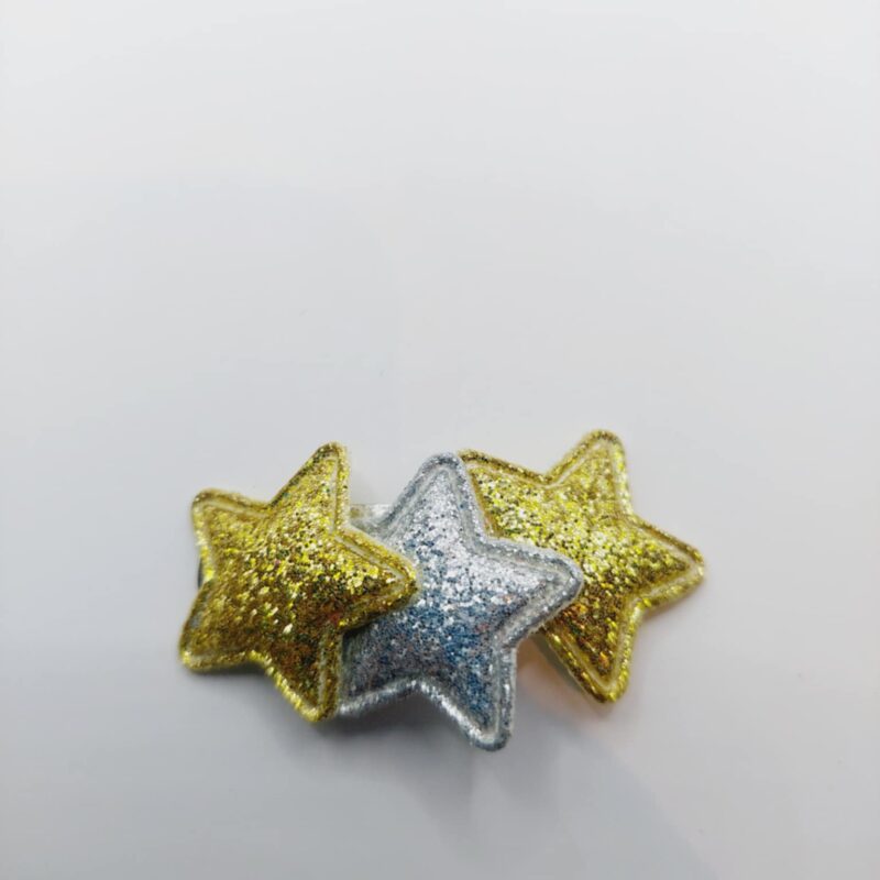 Haarclip 4 cm goud en zilver ster van stof