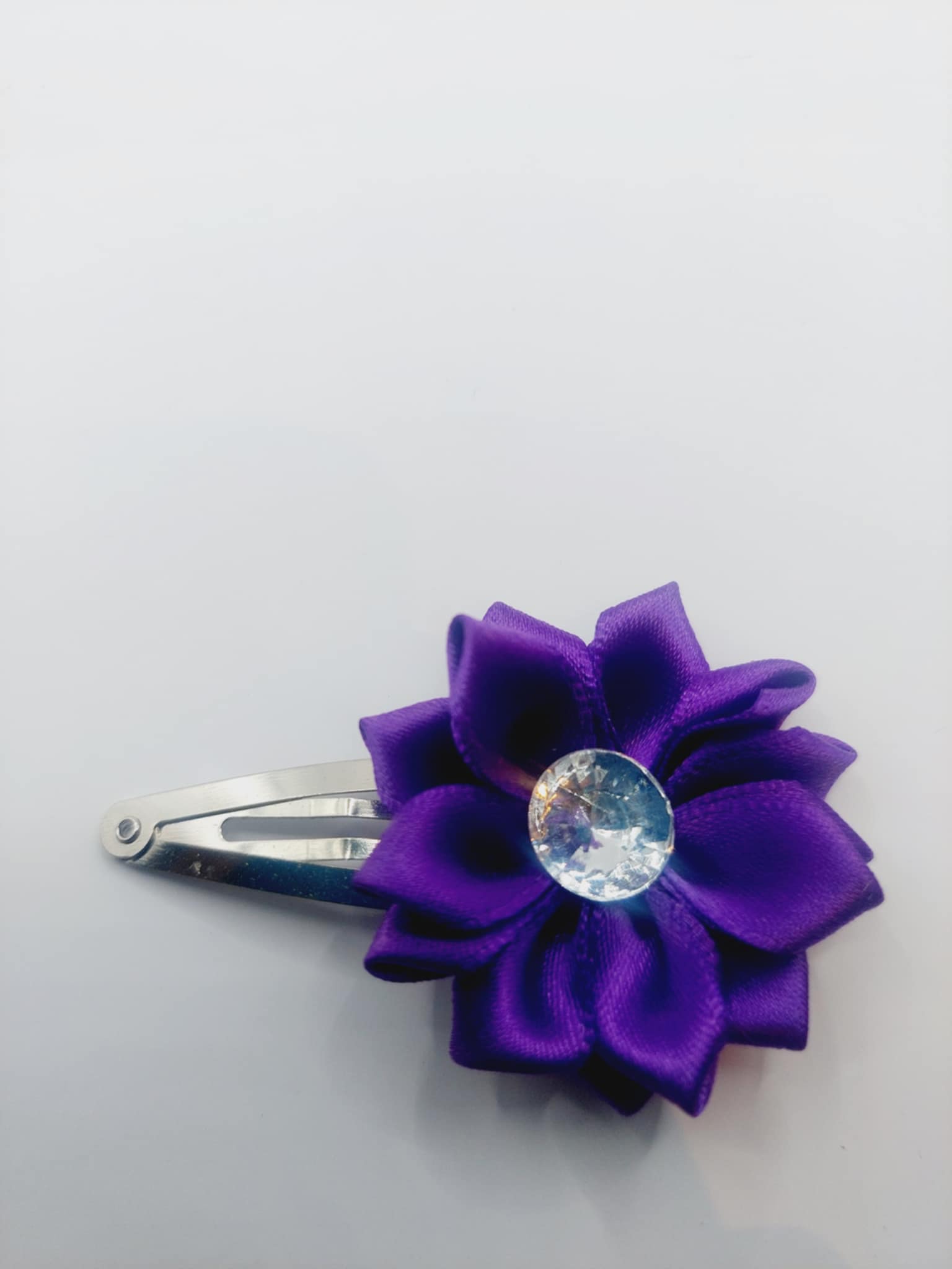 Haarclip 5 cm groene paars met diamantje