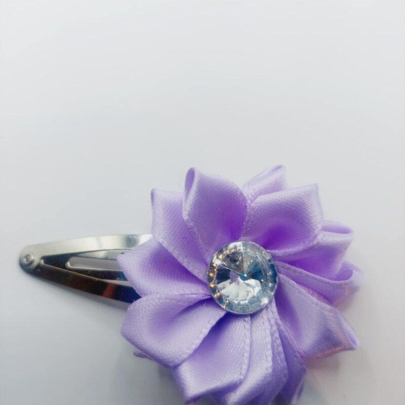 Haarclip 5 cm licht paars bloem met diamantje