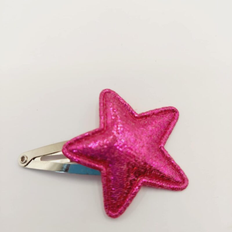 Haarspeld clip 4 cm met ster roze