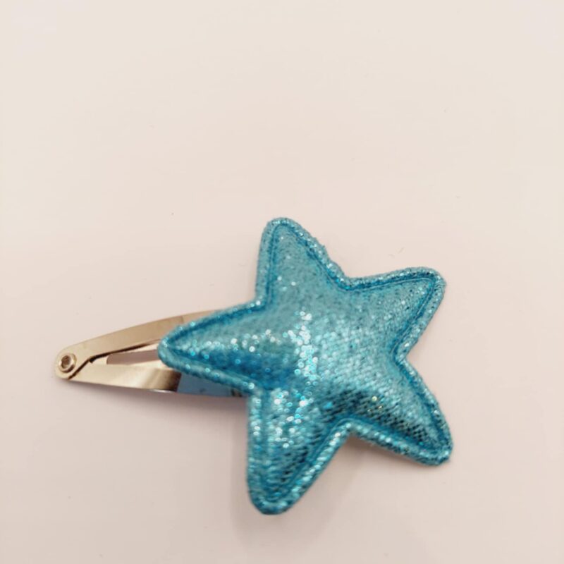Haarspeld clip 4 cm met ster blauw