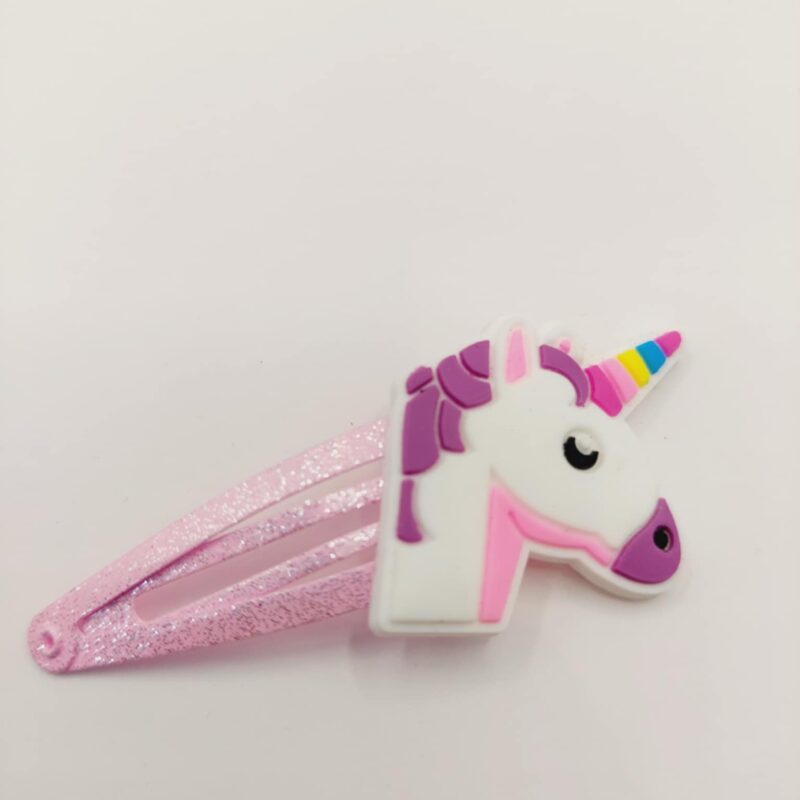 Haarspeld met een ruber gecoate clip van 5 cm met unicorn