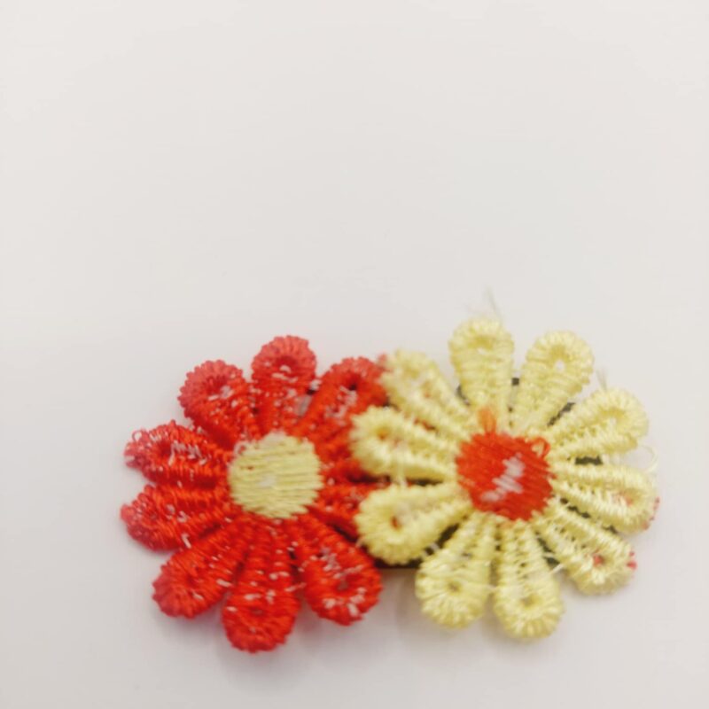 Bloem rood en licht geel