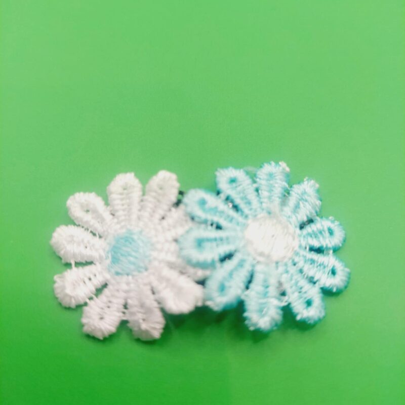 Bloem wit en licht blauw