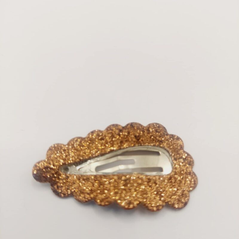 Haarspeld basic 3 cm clip geribbeld brons glitter